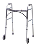 Deluxe Folding Walker, Two Button with 5in Wheels